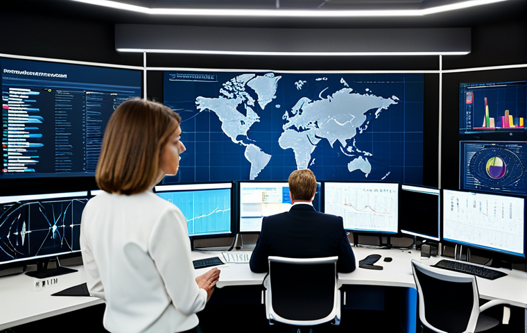 A diverse team of professional data analysts and crisis managers, fully clothed in modest business attire, intently collaborating in a high-tech command center. Large holographic displays in the background show real-time behavioral data visualizations, flow charts, and communication networks, indicating active crisis monitoring. The atmosphere is calm and focused, with each team member exhibiting a natural pose and professional demeanor. The lighting is modern and functional, emphasizing the serious yet controlled environment. Perfect anatomy, correct proportions, well-formed hands, proper finger count, natural body proportions, professional photography, high quality, safe for work, appropriate content, family-friendly.